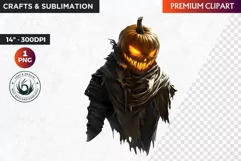 Horrific Halloween clipart, halloween png, pumpkin head Product Image 1