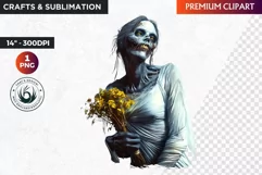 Horrific Halloween clipart, halloween png, undead bride Product Image 1