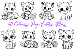 40 Kitten Coloring Page Outline Logo Cute Cat Illustration Product Image 1