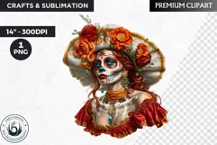La Catrina Day of the Dead, Sugar Skull Clipart, mexican Product Image 1