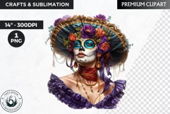 La Catrina Day of the Dead, Sugar Skull Clipart, mexican Product Image 1