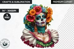 La Catrina Day of the Dead, Sugar Skull Clipart, mexican Product Image 1