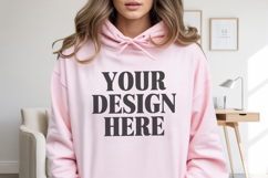 Light Pink Gildan 18500 Hoodie Mockup ,Cozy Unisex Sweatshi Product Image 1
