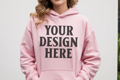 Light Pink Gildan 18500 Hoodie Sweatshirt Mockup, Unisex Product Image 1