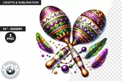 Mardi Gras Clipart, maracas png, Carnival sublimation Product Image 1