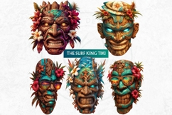 Tiki Masks Cliparts Set, Polynesian Art, Tiki bar, hawaiian Product Image 4