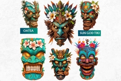 Tiki Masks Cliparts Set, Polynesian Art, Tiki bar, hawaiian Product Image 5