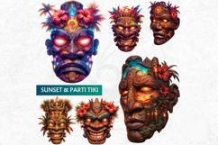 Tiki Masks Cliparts Set, Polynesian Art, Tiki bar, hawaiian Product Image 8