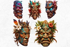 Tiki Masks Cliparts Set, Polynesian Art, Tiki bar, hawaiian Product Image 9