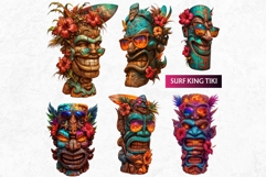 Tiki Totems Cliparts Set, Polynesian Art, Tiki bar, hawaiian Product Image 6