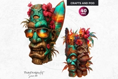 Tiki Totems Cliparts Set, Polynesian Art, Tiki bar, hawaiian Product Image 7