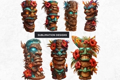 Tiki Totems Cliparts Set, Polynesian Art, Tiki bar, hawaiian Product Image 8