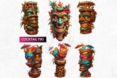 Tiki Totems Cliparts Set, Polynesian Art, Tiki bar, hawaiian Product Image 9