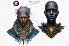 Mystic Mage Portraits PNG, Fantasy Sorcerer &amp; Wizard Clipart Product Image 10