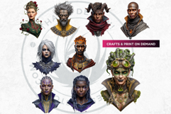Mystic Mage Portraits PNG, Fantasy Sorcerer &amp; Wizard Clipart Product Image 6