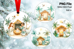 Nativity Scene Christmas Ornament Round Circle Jesus Baby_40 Product Image 1