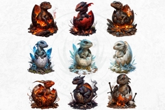 Cute Baby Dragons Clipart set, dragon egg, Fantasy PNG Product Image 9