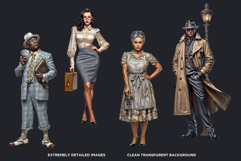 Noir Movie Characters PNG Clipart Set, detective, mafia Product Image 3