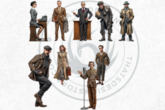 Noir Movie Characters PNG Clipart Set, detective, mafia Product Image 5