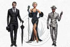 Noir Movie Characters PNG Clipart Set, detective, mafia Product Image 7