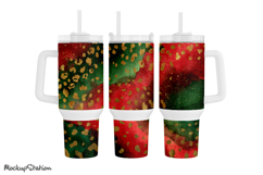 Christmas 40 oz Quencher Tumbler Wrap PNG | Holiday Cheetah Product Image 3