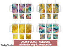 40 oz Stanley Tumbler Wrap PNG | Watercolor Sublimation Product Image 1