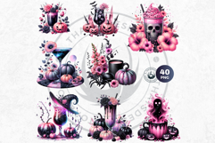Gothic Halloween Drinks - Witchy Pink &amp; Black Clipart PNG Product Image 5