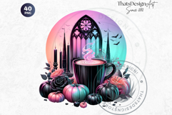 Gothic Halloween Drinks - Witchy Pink &amp; Black Clipart PNG Product Image 6