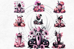 Gothic Halloween Drinks - Witchy Pink &amp; Black Clipart PNG Product Image 8