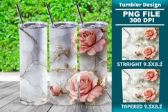 3D Rose Tumbler 20oz skinny wrap design, Tumbler design Product Image 1