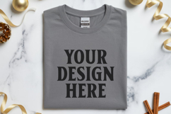 Gildan 64000 Sport Grey Folded Christmas Flat Lay T-shirt Product Image 1