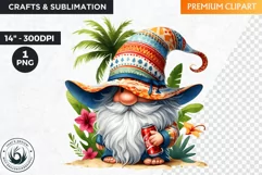 Summer Gnome clipart PNG, Beach tropical gnome sublimation Product Image 1