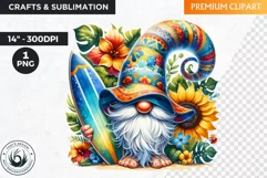 Summer Gnome clipart PNG, Beach tropical gnome sublimation Product Image 1