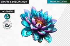 Water Lily clipart,Techno Nature Clipart, futuristic, cyber Product Image 1
