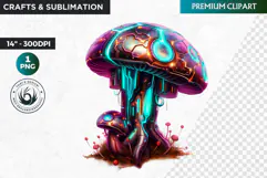 Mushroom clipart,Techno Nature PNG, futuristic, cyber Product Image 1