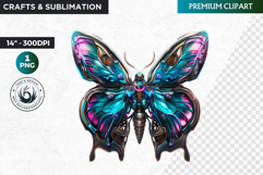 Butterfly clipart,Techno Nature PNG, futuristic, cyber Product Image 1