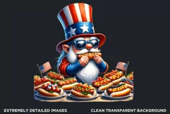 4th of July clipart, patriotic gnome with hot dog, gnome png Product Image 2