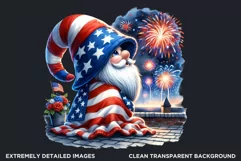 4th of July clipart, patriotic gnome, gnome png, fireworks Product Image 2