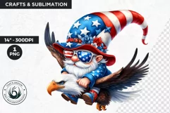 4th of July clipart, patriotic gnome, bald eagle,USA flag Product Image 1