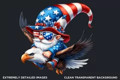 4th of July clipart, patriotic gnome, bald eagle,USA flag Product Image 2