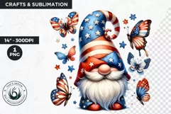 4th of July clipart, patriotic gnome, gnome png, butterfly Product Image 1