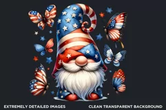 4th of July clipart, patriotic gnome, gnome png, butterfly Product Image 2