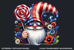 4th of July clipart, patriotic gnome with lollipop,gnome png Product Image 2