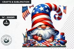 4th of July games clipart, patriotic gnome, gnome png Product Image 1