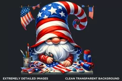 4th of July games clipart, patriotic gnome, gnome png Product Image 2
