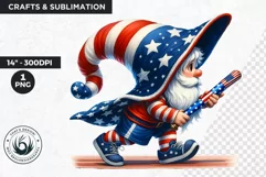 4th of July games clipart, patriotic gnome, gnome png Product Image 1