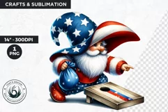 4th of July games clipart, patriotic gnome, gnome png Product Image 1