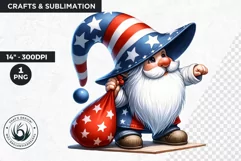4th of July games clipart, patriotic gnome, gnome png Product Image 1