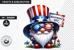 4th of July clipart, patriotic gnome clipart,USA flag png Product Image 1