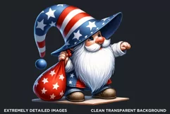 4th of July games clipart, patriotic gnome, gnome png Product Image 2